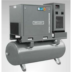 KOMPRESOR SPRĘŻARKA ŚRUBOWA 500L +OSUSZACZ+FILTRY -  7,5KW, 8/10/13BAR, ZBIORNIK POZIOMY-347573436