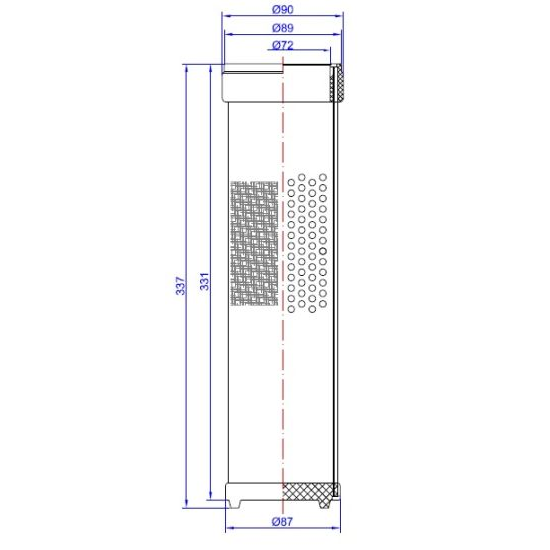WKŁAD FILTRA POWIETRZA WTÓRNEGO JCB, CAT, DEUTZ, 72X90X337MM-347573458