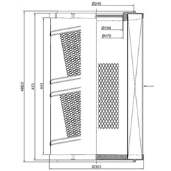 WKŁAD FILTRA POWIETRZA MAN F2000 169X303X486MM-347574012