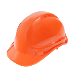 KASK OCHRONNY Z PASKIEM - POMARAŃCZOWY - NORMA EN 397 - DWUPUNKTOWE MOCOWANIE-347576536