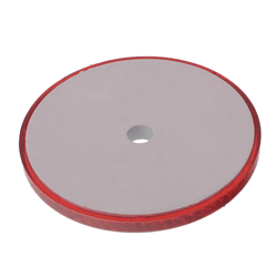 ODBLASK OKRĄGŁY Z OTWOREM CZERWONY FI 60MM-347579203