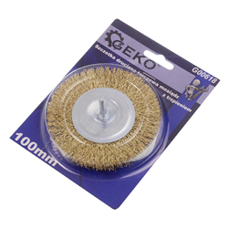 SZCZOTKA TARCZOWA DO WIERTARKI 100MM TRZPIEŃ 1/4" - FI DRUTU 0,3MM - MOSIĄDZ-347580061