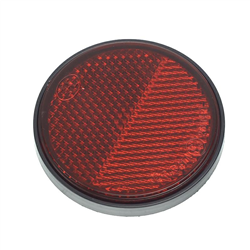ODBLASK OKRĄGŁY PRZYKLEJANY CZERWONY FI 60MM,  W RAMCE-347582489