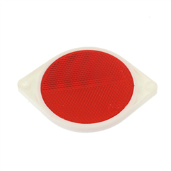 ODBLASK OKRĄGŁY Z UCHEM CZERWONY FI 81MM, ROZSTAW OTW. 100MM-347582492