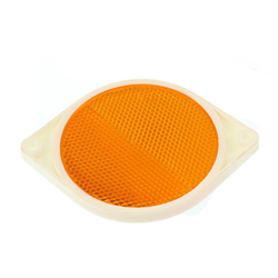 ODBLASK OKRĄGŁY Z UCHEM POMARAŃCZOWY FI 81MM, ROZSTAW OTW. 100MM-347582493