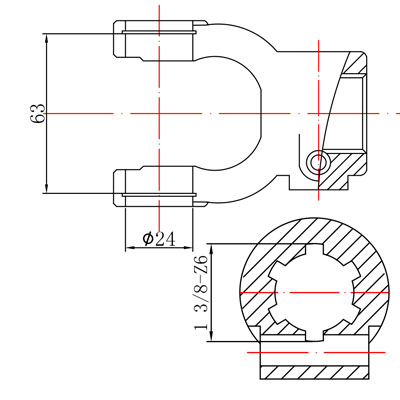 WIDEŁKI WAŁU ODB. MOCY FI 24X63 -Z6 WIELOKLIN 1 3/8"-Z6-347582684