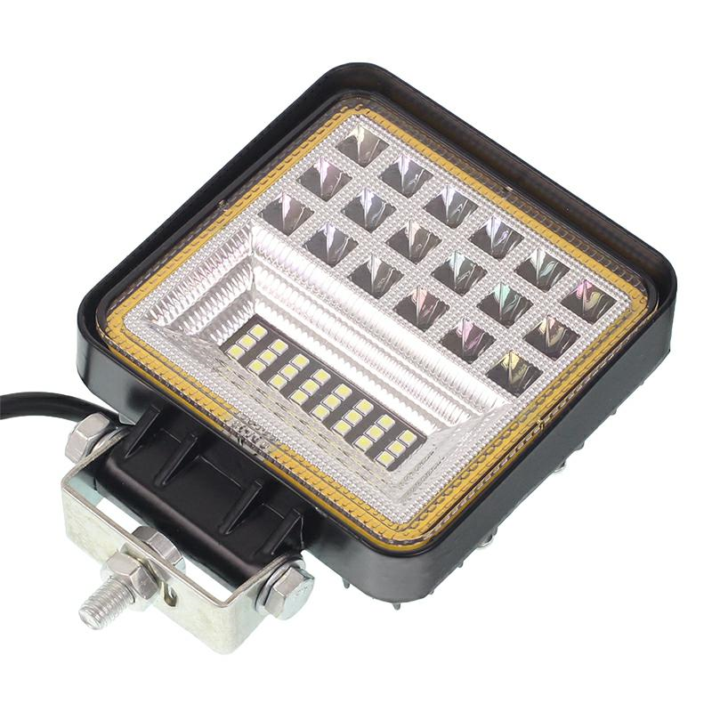 LAMPA ROBOCZA HALOGEN LED, 42 LED + OBRYSOWA DIODA, KWADRATOWA, 9-36V, 110X110X35MM, OŚWIETLENIE COMBO (SPOT+FLOOD)-347583399