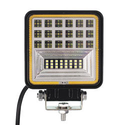 LAMPA ROBOCZA HALOGEN LED, 42 LED + OBRYSOWA DIODA, KWADRATOWA, 9-36V, 110X110X35MM, OŚWIETLENIE COMBO (SPOT+FLOOD)-347583400
