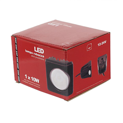LAMPA ROBOCZA LEDOWA PROSTOKĄTNA,  1 LED SZKŁO MATOWE 9-36V, 1X10W, 50X50MM, OBUDOWA ALUM. OŚWIETLENIE ROZPROSZONE (FLOOD)-34758