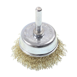 SZCZOTKA TARCZOWA DO WIERTARKI  50MM TRZPIEŃ 1/4" - FI DRUTU 0,3MM - MOSIĄDZ-347913213