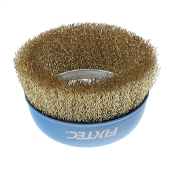 SZCZOTKA TARCZOWA DO SZLIFIERKI 100MM Z NAKRĘTKĄ M14X2 - FI DRUTU 0,3MM - MOSIĄDZ-347587415