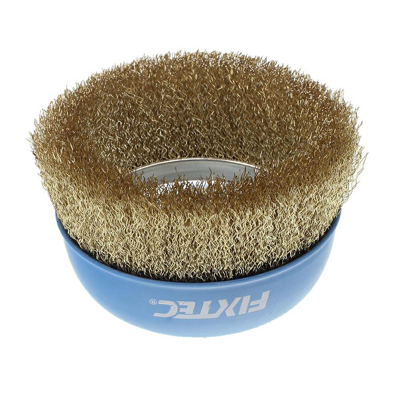 SZCZOTKA TARCZOWA DO SZLIFIERKI 100MM Z NAKRĘTKĄ M14X2 - FI DRUTU 0,3MM - MOSIĄDZ-347587415