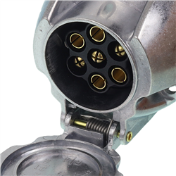 GNIAZDO 7+1/12V ALUMINIOWE, KONTAKTY SKRĘCANE, KWADRATOWE, 1 PIN NA WYŁĄCZENIE ŚWIATEŁ PRZECIWMGIELNYCH-347774729