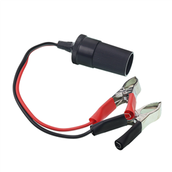 GNIAZDO ZAPALNICZKI SAMOCHODOWEJ Z KROKODYLKAMI, ADAPTER ZASILANIA-347913193