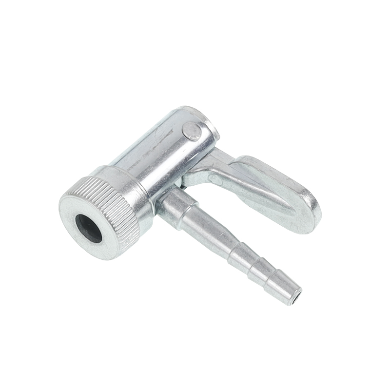 KOŃCÓWKA DO POMPOWANIA FI 6MM KĄTOWA, METALOWY ZACISK-347587838