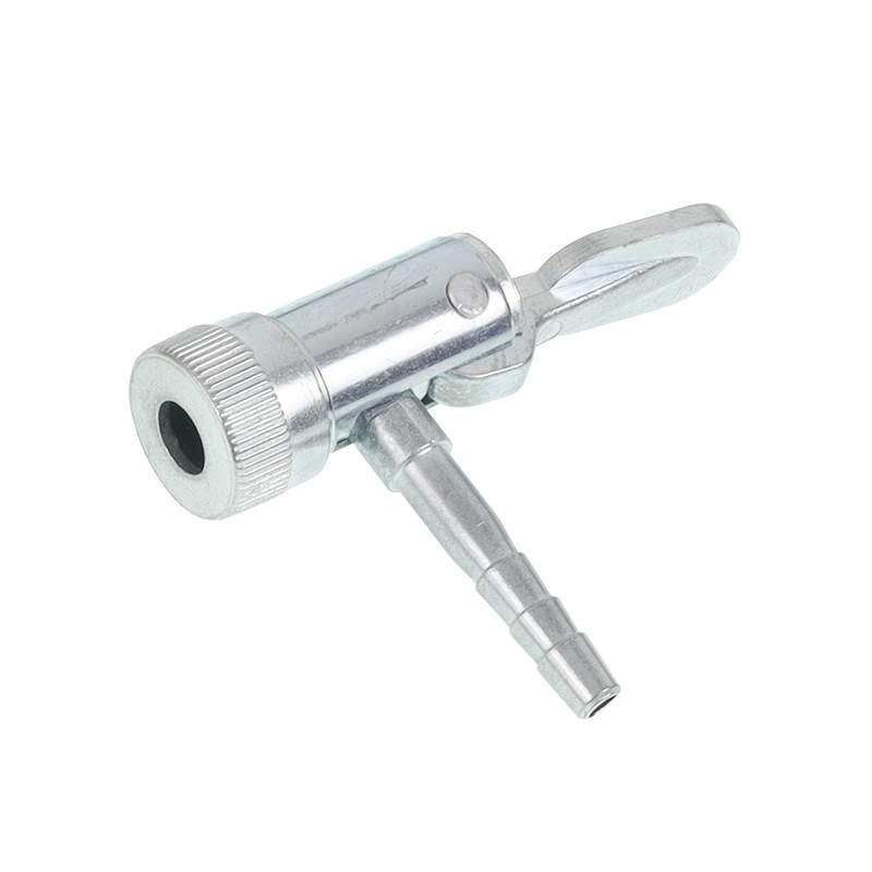 KOŃCÓWKA DO POMPOWANIA FI 6MM KĄTOWA, METALOWY ZACISK-347587837