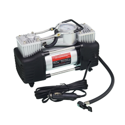 KOMPRESOR DO POMPOWANIA POW.12V 90L/MIN Z MANOMETREM DO 10BAR/ATM DWUTŁOKOWY, FUNKCJA LATARKI, 2,1 KG-347771628