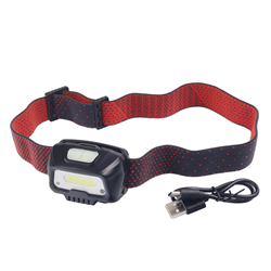 LATARKA CZOŁOWA LED COB 350LUX, 1200MA, 3,7V, 1,26A,  AKUMULATOROWA, REGULOWANA OPASKA-347588266
