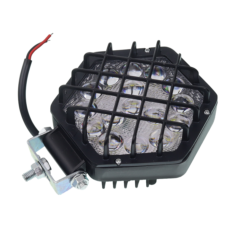 LAMPA ROBOCZA LEDOWA SZEŚCIOKĄTNA, 16 LED Z KRATKĄ, 12-36V, 137X124X65M-347588624