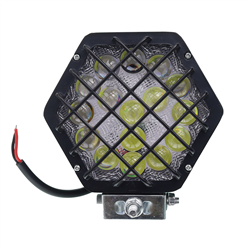 LAMPA ROBOCZA LEDOWA SZEŚCIOKĄTNA, 16 LED Z KRATKĄ, 12-36V, 137X124X65M-347588626