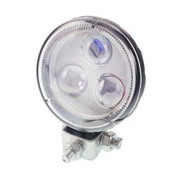 LAMPA ROBOCZA LEDOWA OKRĄGŁA,  3 LED SOCZEWKA SREBRNA, 10-30V, FI 83MM, OBUDOWA ALUM.-347588828