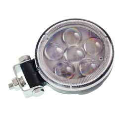 LAMPA ROBOCZA LEDOWA OKRĄGŁA,  5 LED SOCZEWKA SREBRNA, 10-30V, FI 90MM, OBUDOWA ALUM.-347588849