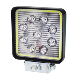 LAMPA ROBOCZA LEDOWA PROSTOKĄTNA,  9 LED +  OBRYSOWA DIODA BIAŁA, 12-36V, 110X110X35 MM, OBUDOWA ALUM.-347588880