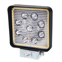 LAMPA ROBOCZA LEDOWA PROSTOKĄTNA,  9 LED +  OBRYSOWA DIODA ŻÓŁTA, 12-36V, 110X110X35 MM, OBUDOWA ALUM.-347588886