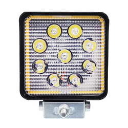 LAMPA ROBOCZA LEDOWA PROSTOKĄTNA,  9 LED +  OBRYSOWA DIODA ŻÓŁTA, 12-36V, 110X110X35 MM, OBUDOWA ALUM.-347588889