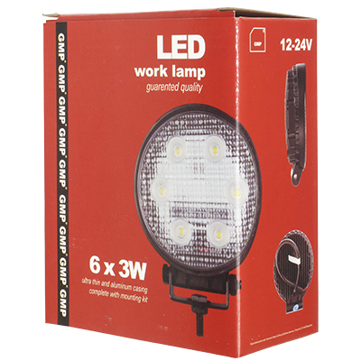 LAMPA ROBOCZA LEDOWA OKRĄGŁA,  6 LED 10-30V, FI 116MM, OBUDOWA ALUM.-347589005