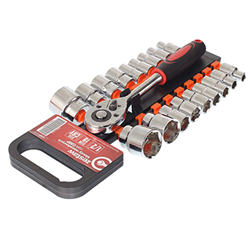 ZESTAW KLUCZY NASADOWYCH  19-ELEM. 1/2" W UCHWYCIE PLASTIKOWYM-347589246