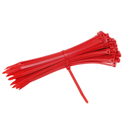 OPASKI ZACISKOWE 250X4,8MM - CZERWONE PLASTIKOWE, 100SZT/OPAKOWANIE, TRYTYTKI-347589533
