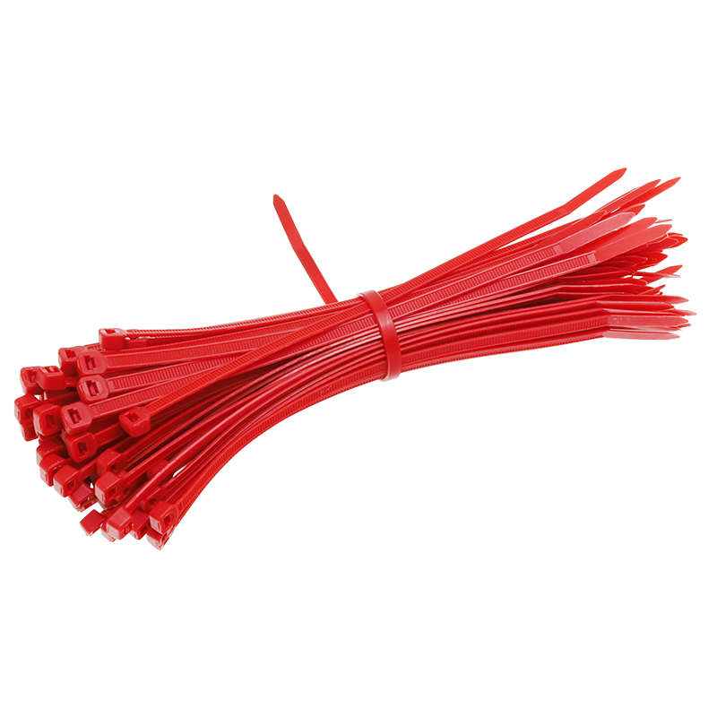 OPASKI ZACISKOWE 400X7,6MM - CZERWONE PLASTIKOWE, 100SZT/OPAKOWANIE, TRYTYTKI-347589669