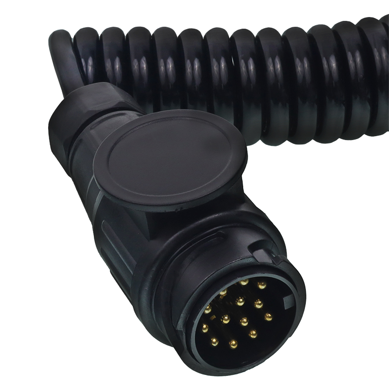 PRZEWÓD SPIRALNY 13/12V WTYCZKA/GNIAZDO PLASTIKOWE, 8 ŻYŁ,  DŁG ROBOCZA MAX 1,5M-347590251