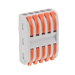 SZYBKOZŁĄCZKI ELEKTRYCZNE 5-TOROWE PRZELOTOWE, ZACISKOWE, DRUT DO 2,5MM2, 10SZT/OPAKOWANIE-347590742