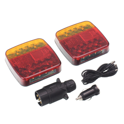 ZESTAW ŚWIATEŁ PRZYCZEPY BEZPRZEWODOWY 18-LED, 12/24V, MOCOWANIE NA MAGNES W WALIZCE, ANTENA WEWNĄTRZ-347592850