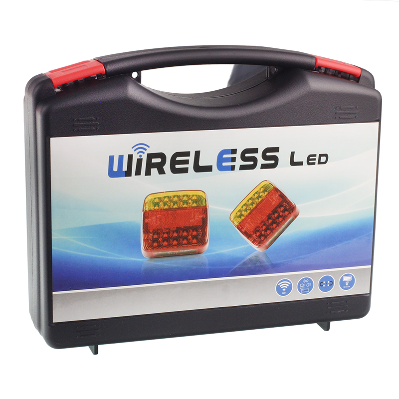 ZESTAW ŚWIATEŁ PRZYCZEPY BEZPRZEWODOWY 18-LED, 12/24V, MOCOWANIE NA MAGNES W WALIZCE, ANTENA WEWNĄTRZ-347592854