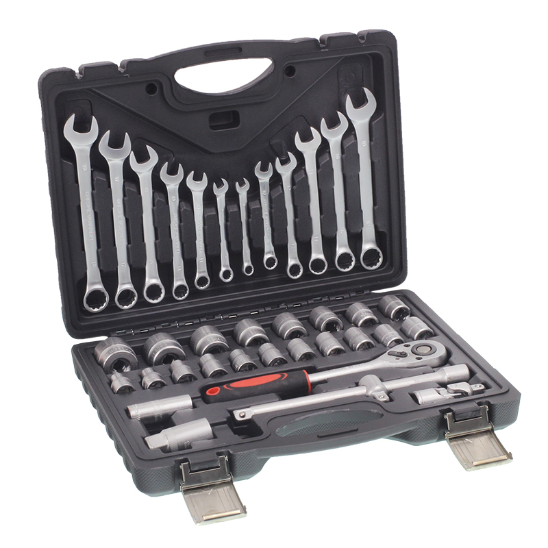 ZESTAW KLUCZY NASADOWYCH  37-ELEM. 1/2" KLUCZE PŁASKO-OCZKOWE, OPAKOWANIE PLASTIKOWE, METALOWE ZATRZASKI-347592994