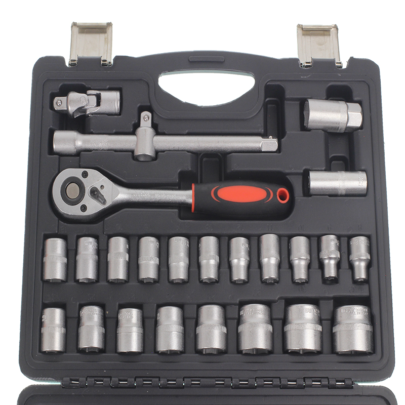 ZESTAW KLUCZY NASADOWYCH  37-ELEM. 1/2" KLUCZE PŁASKO-OCZKOWE, OPAKOWANIE PLASTIKOWE, METALOWE ZATRZASKI-347592996