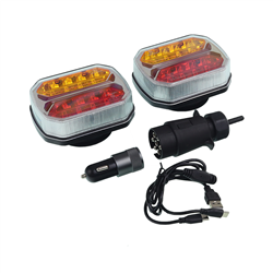 ZESTAW ŚWIATEŁ PRZYCZEPY BEZPRZEWODOWY 42 LED, 12/24V, MOCOWANIE NA MAGNEZ W WALIZCE, DYNAMICZNY KIERUNKOWSKAZ-347773937