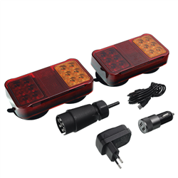 ZESTAW ŚWIATEŁ PRZYCZEPY BEZPRZEWODOWY, 12-LED,12/24V, MOCOWANIE NA MAGNES W WALIZCE, LAMPY PROSTOKĄTNE-347621660