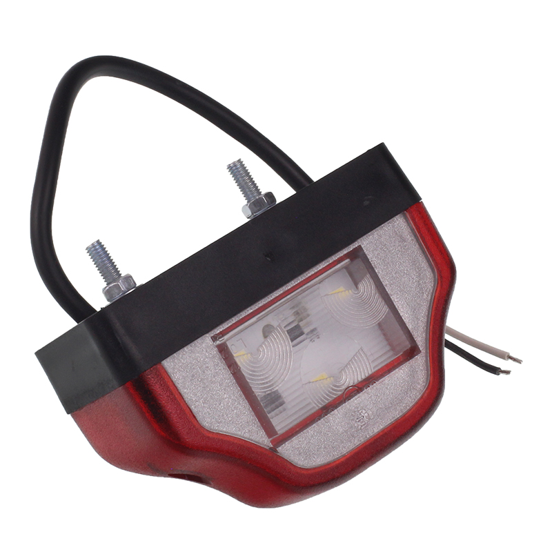 LAMPA OŚWIETLENIA TABLICY REJESTRACYJNEJ DIODOWA, KLOSZ BIAŁY, CZERWONA, 12/24V-347595988