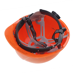 KASK OCHRONNY Z PASKIEM - POMARAŃCZOWY - NORMA EN 397 - CZTEROPUNKTOWE MOCOWANIE-347597213