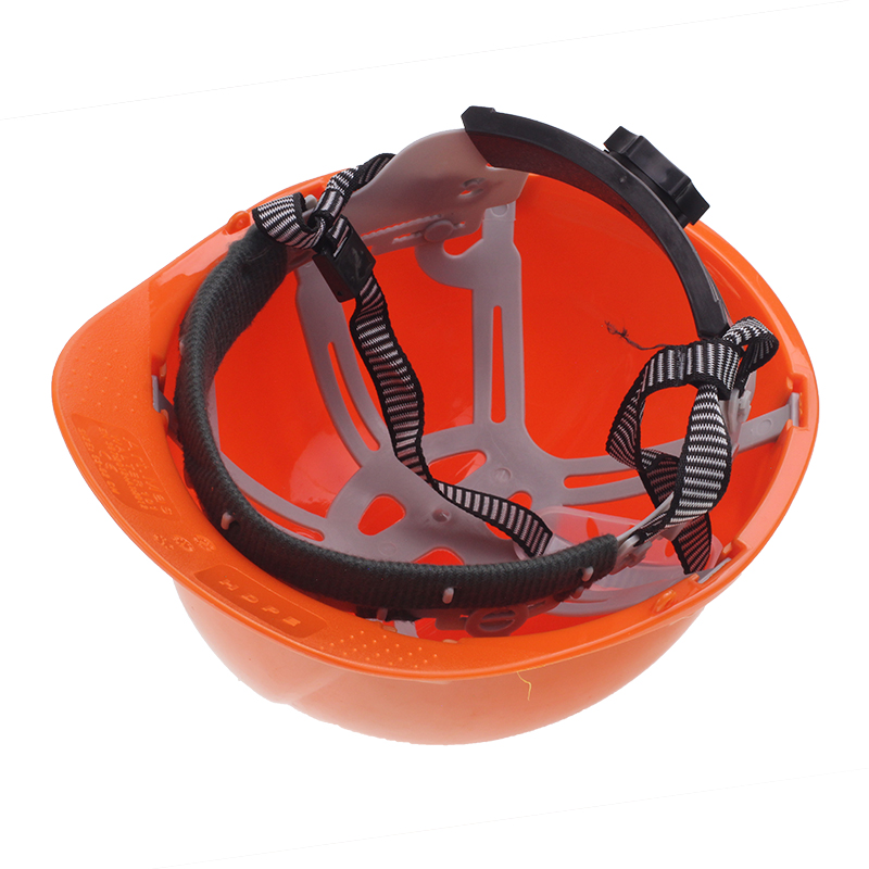 KASK OCHRONNY Z PASKIEM - POMARAŃCZOWY - NORMA EN 397 - CZTEROPUNKTOWE MOCOWANIE-347597213
