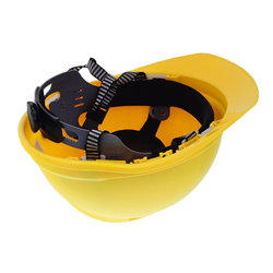 KASK OCHRONNY Z PASKIEM - ŻÓŁTY - NORMA EN 397 - CZTEROPUNKTOWE MOCOWANIE-347597217