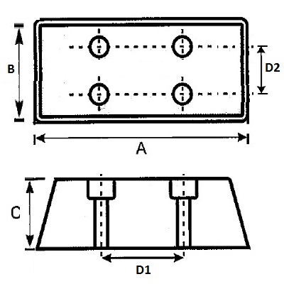 ODBÓJ DOJAZDOWY 170X130X60X90MM 4 OTWORY-347597295