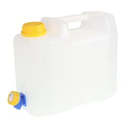 POJEMNIK NA WODĘ  5L  - BIAŁY - ATEST + PLASTIKOWY KRANIK Z POKRĘTŁEM BEZ GWINTU U DOŁU-347598886
