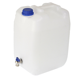 POJEMNIK NA WODĘ 20L - BIAŁY + METALOWY KRANIK Z GWINTEM U DOŁU-347598924
