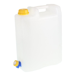 POJEMNIK NA WODĘ 20L - BIAŁY - ATEST + PLASTIKOWY KRANIK Z POKRĘTŁEM BEZ GWINTU U DOŁU-347598945