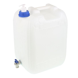 POJEMNIK NA WODĘ 20L - BIAŁY + DOZOWNIK + METALOWY KRANIK Z GWINTEM U DOŁU-347598994